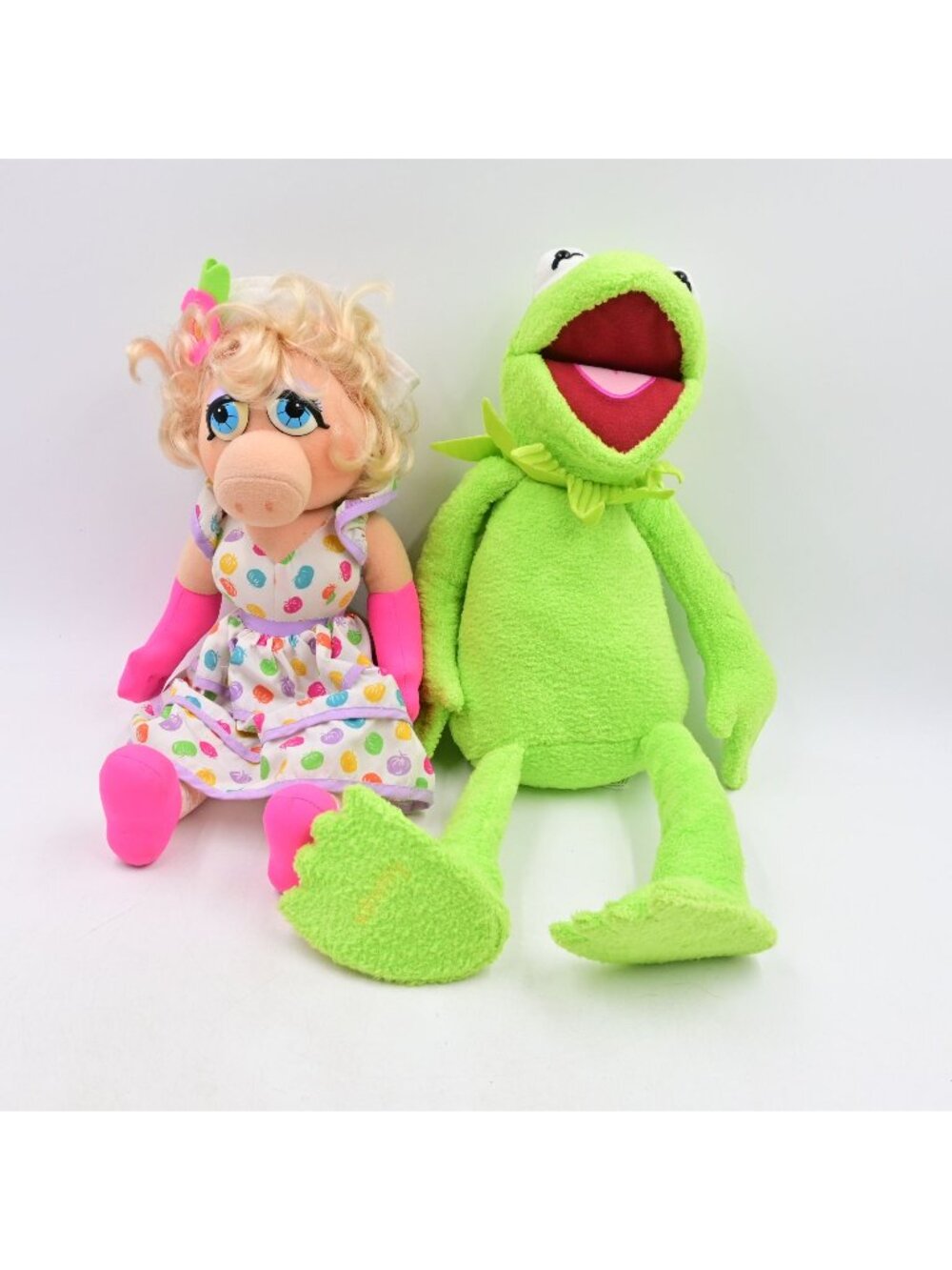 Disney The Muppets Kermit the Frog & Miss Piggy Plush Doll Stuffed Toy Lot of 2